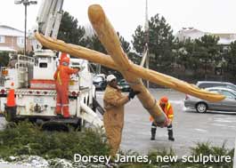 Dorsey James' helps install new sculpture, The Cross, at Dunbarton Fairport United Church